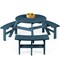 Best Choice Products 6-Person Circular Outdoor Wooden Picnic Table w/ 3 Built-In Benches, Umbrella Hole